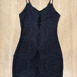 Lush Black Lace Panel Bodycon Mini Dress Small